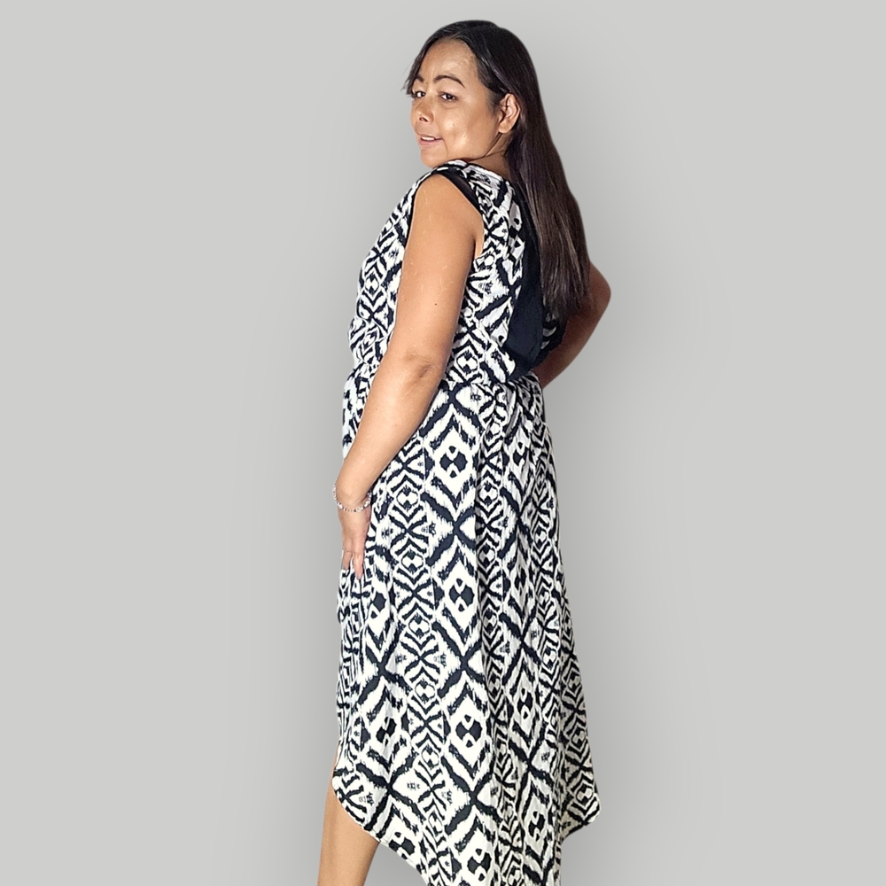 Dex Womens Medium Monochrome High Low Dress - Picture 5 of 9